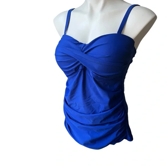 NWT, RELLECIGA Strapless Royal Blue Ruched Top, Sz L - Picture 6 of 13